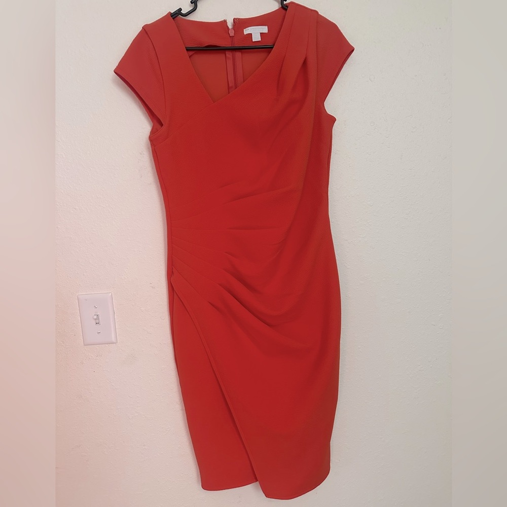 Mid length, stretchy, orange dress